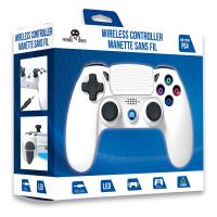 image produit Manette Sans Fil Blanche pour PS4 Avec Prise Jack pour casque et boutons lumineux