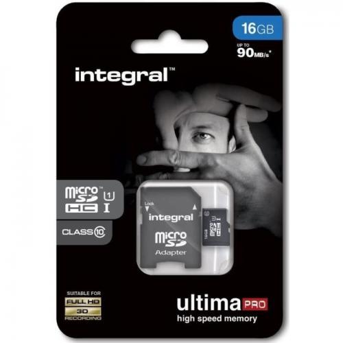image Carte Micro SD - 16 Gb Classe 10 Integral -  avec adaptateur