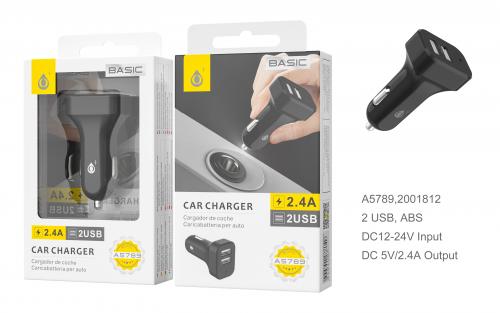 One + Chargeur voiture-Type C + USB, 3.4A–noir-NA0256