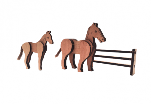 image Cheval et Poulain en bois (à assembler)