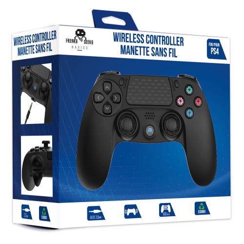 image Manette BASICS Sans Fil Noire pour PS4 Avec Prise Jack pour casque (emballage abîmé