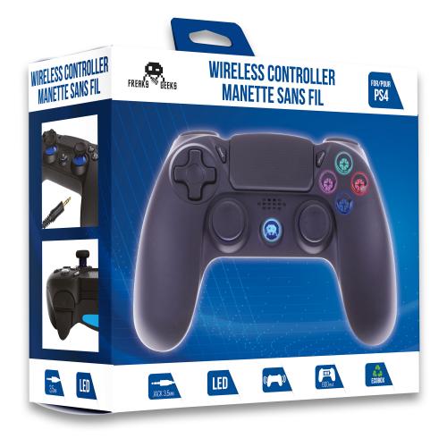 image Manette Sans Fil Noire pour PS4 Avec Prise Jack pour casque et boutons lumineux