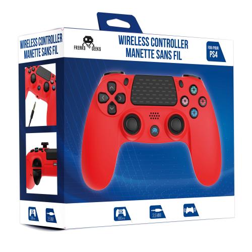 image Manette Sans Fil Rouge pour PS4 Avec Prise Jack pour casque