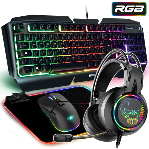 image Pack ULTIMATE 500 Clavier + Souris + tapis + Casque double jack (Design RGB)