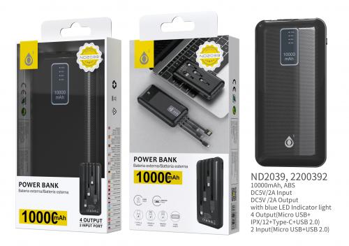 image Power bank 10000mAh - Micro USB+ IP+ Type-C+ USB+ Led -  ND2