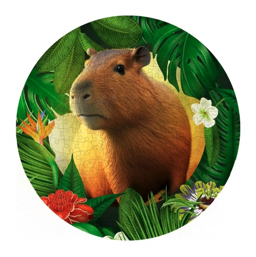 image Puzzle en bois – Capybara – 250 pcs forme ronde (25 pcs uniques)