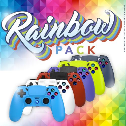 image Rainbow Pack de 6 Manettes pour PS4 Avec Prise Jack pour casque et boutons lumineux