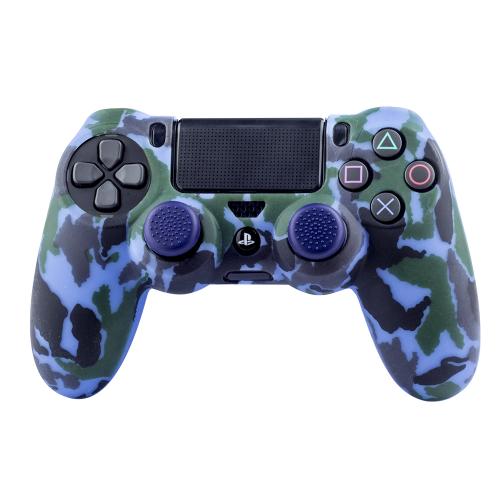 image Silicone Skin + Grips Camo bleu Navy pour manette PS4