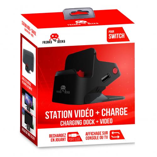 image  Nintendo Switch -  Dock et Stand 2 en 1 - Support Recharge + Connexion TV - Noir (em