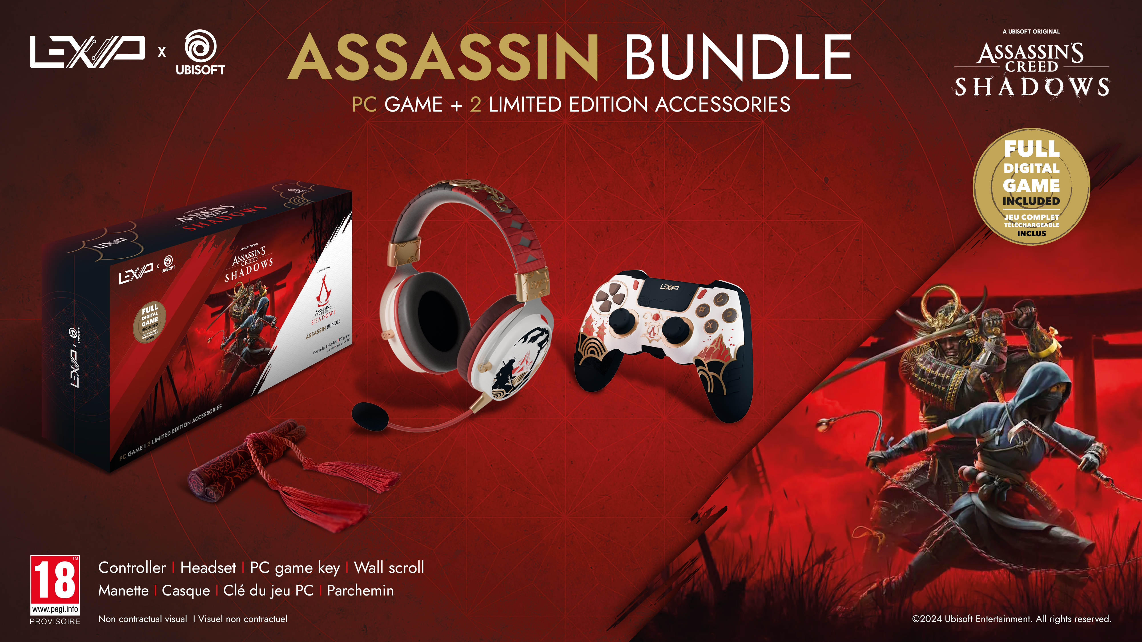 image principale pour Assassin's Creed Bundle Manette + Casque + Clé de jeu pour PC + parchemin collector
