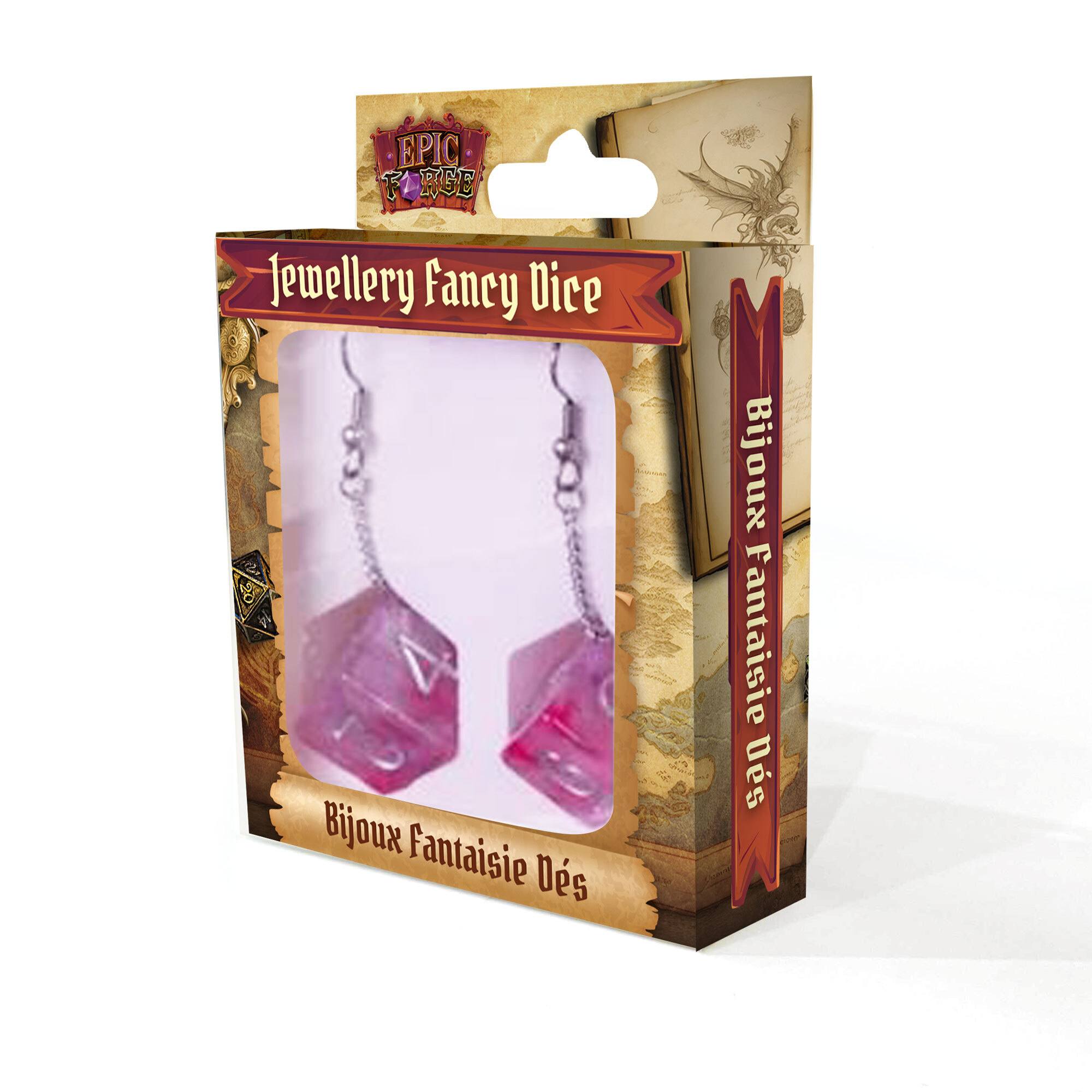thumbnail secondaire #2 pour Bijoux - Boucles d'oreilles Dés Galaxy D6 - Rose