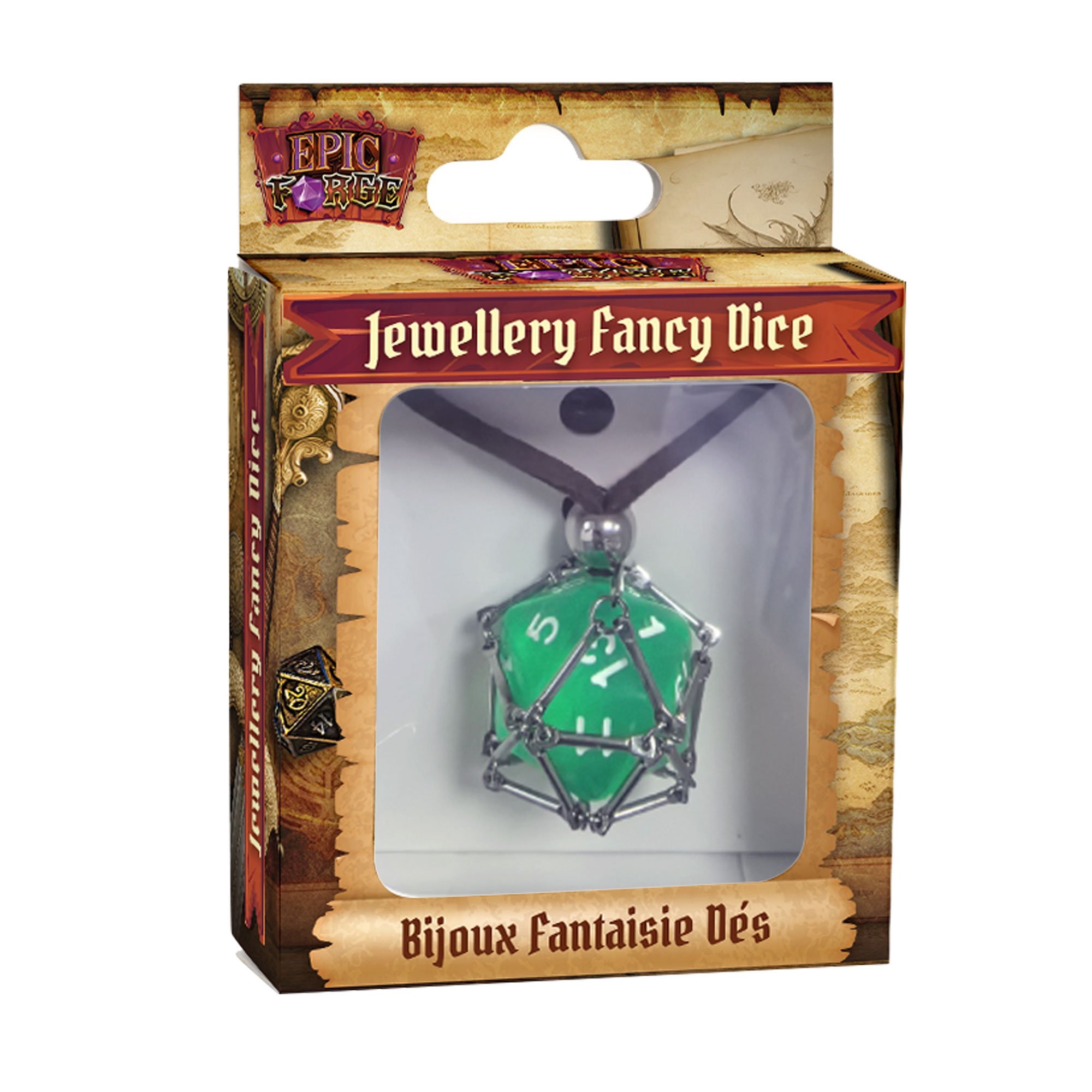 thumbnail secondaire #3 pour Bijoux - Collier cuir Dés D20 - Vert