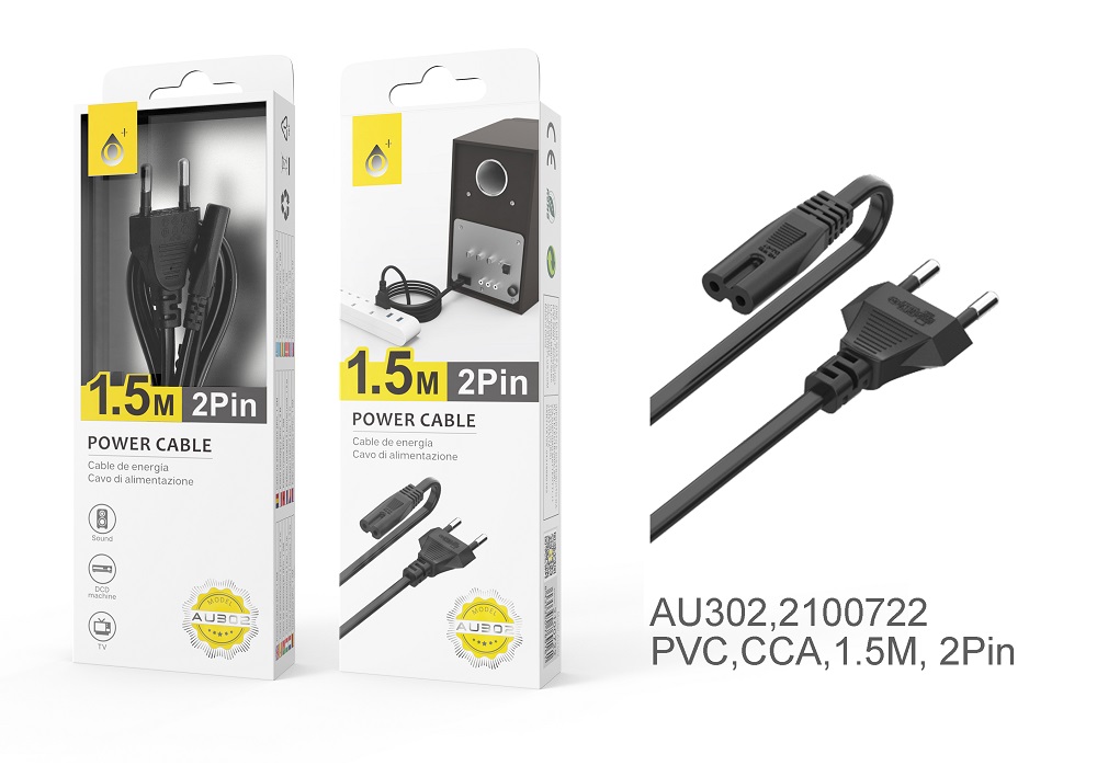 image principale pour Câble Alimentation Standard 2 ports AU302 pour Saturn/Dreamcast/XBOX/PS1/PS2/PS3 Slim PS4...-1.5m