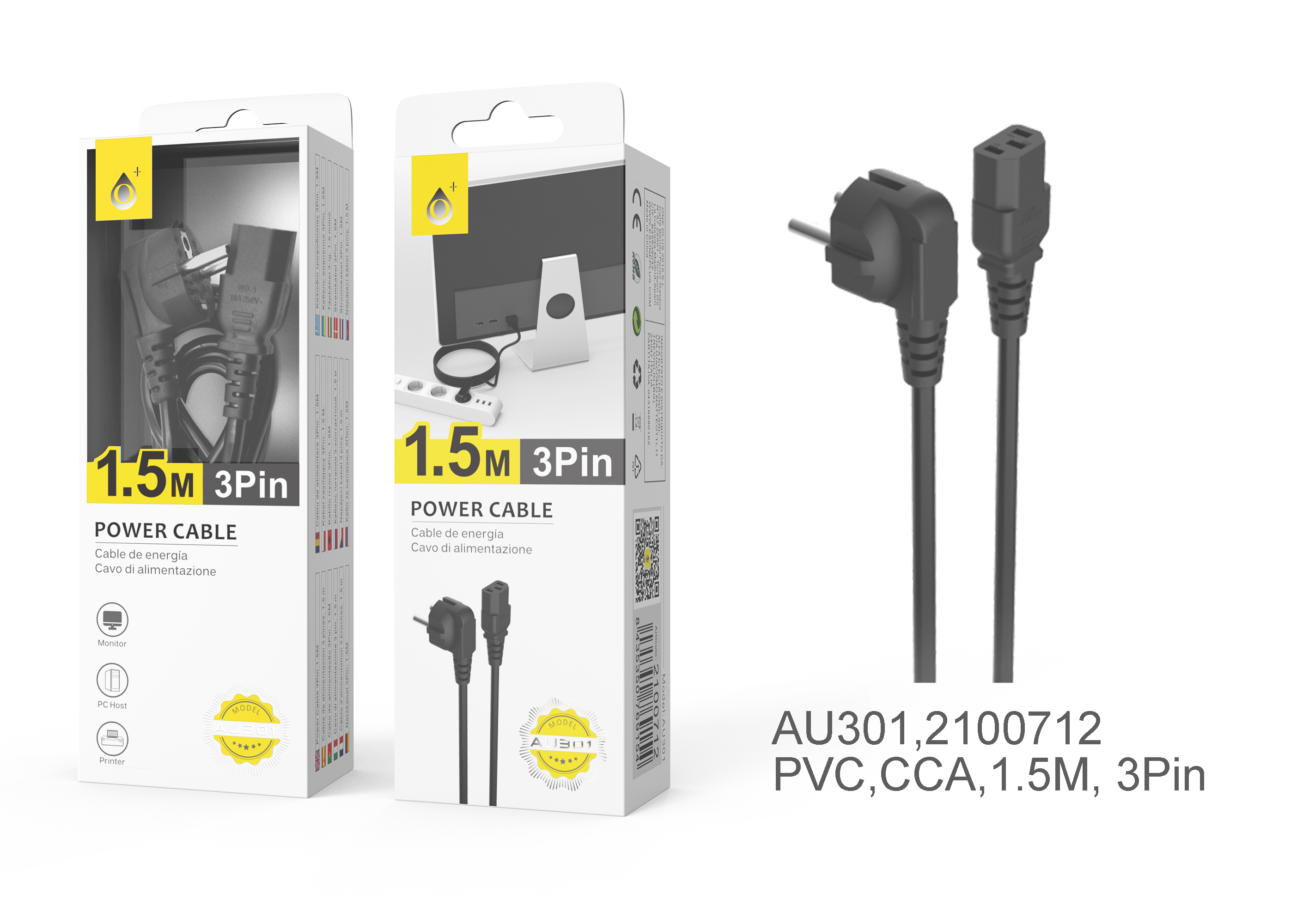 image principale pour Câble Alimentation Standard Schuko AU301 pour Alimentation PC / PS3 Fat...