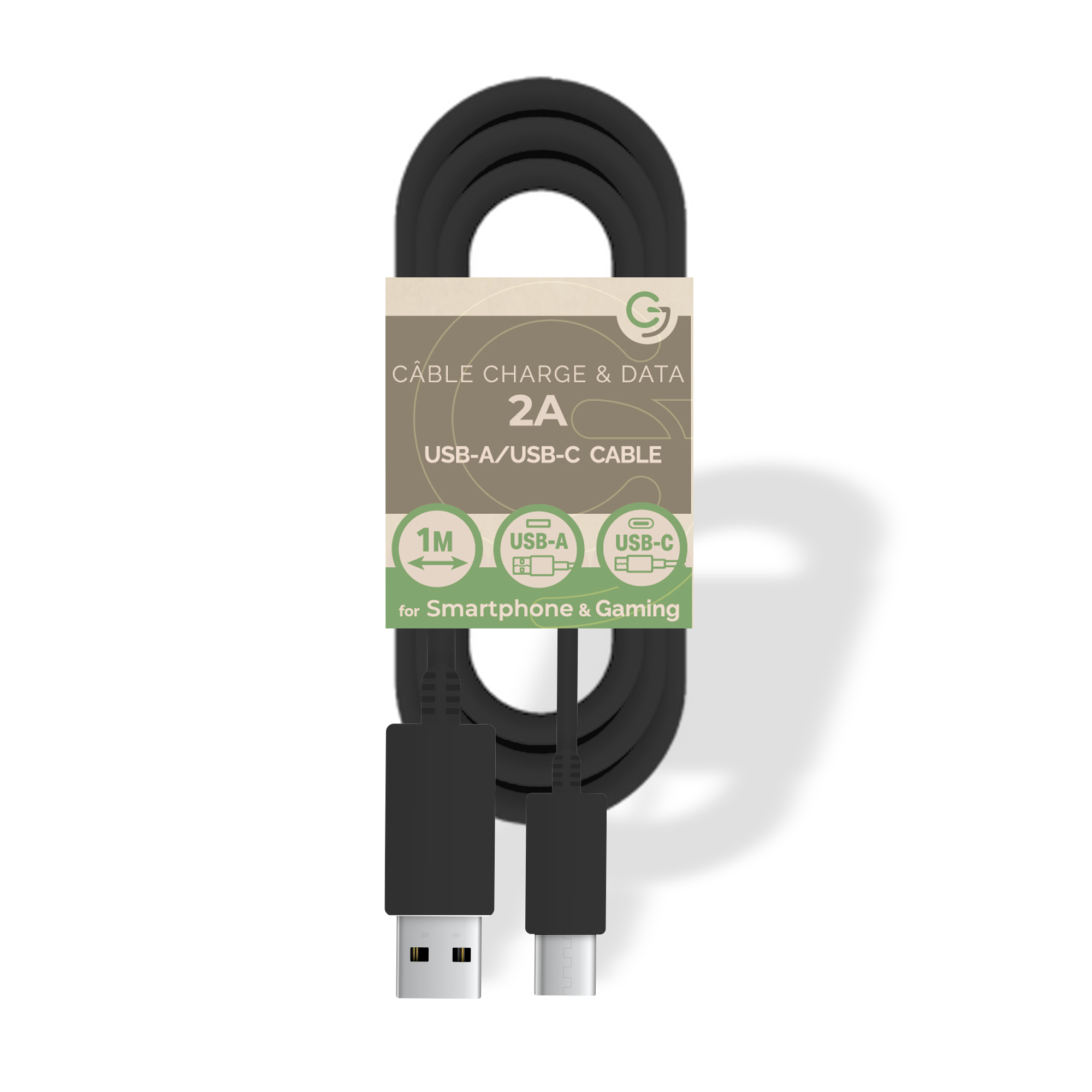  GL0010n : Câble Charge et Data USB - Type-C / 2A - 1 m - Blanc