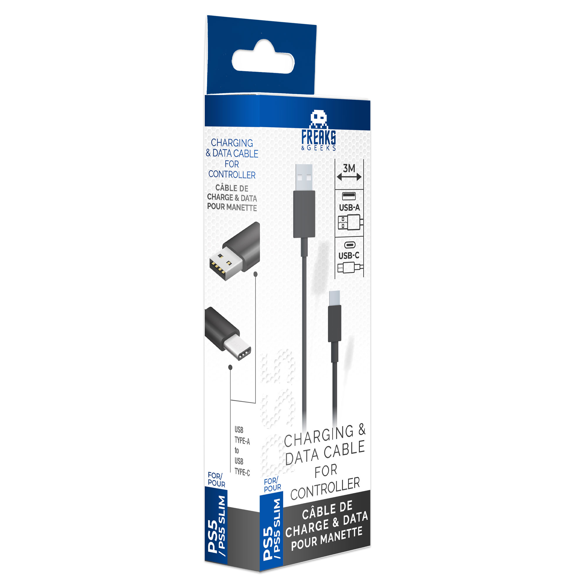 image principale pour Câble de Recharge de 3M pour Manettes PS5 Type C (Embout Secteur Non Inclus)