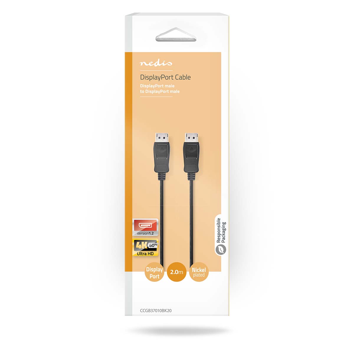 thumbnail secondaire #4 pour Câble Displayport - DisplayPort Mâle - 4K@60Hz - Plaqué nickel - 2.00 m - Rond - PVC - Noir - Boîte