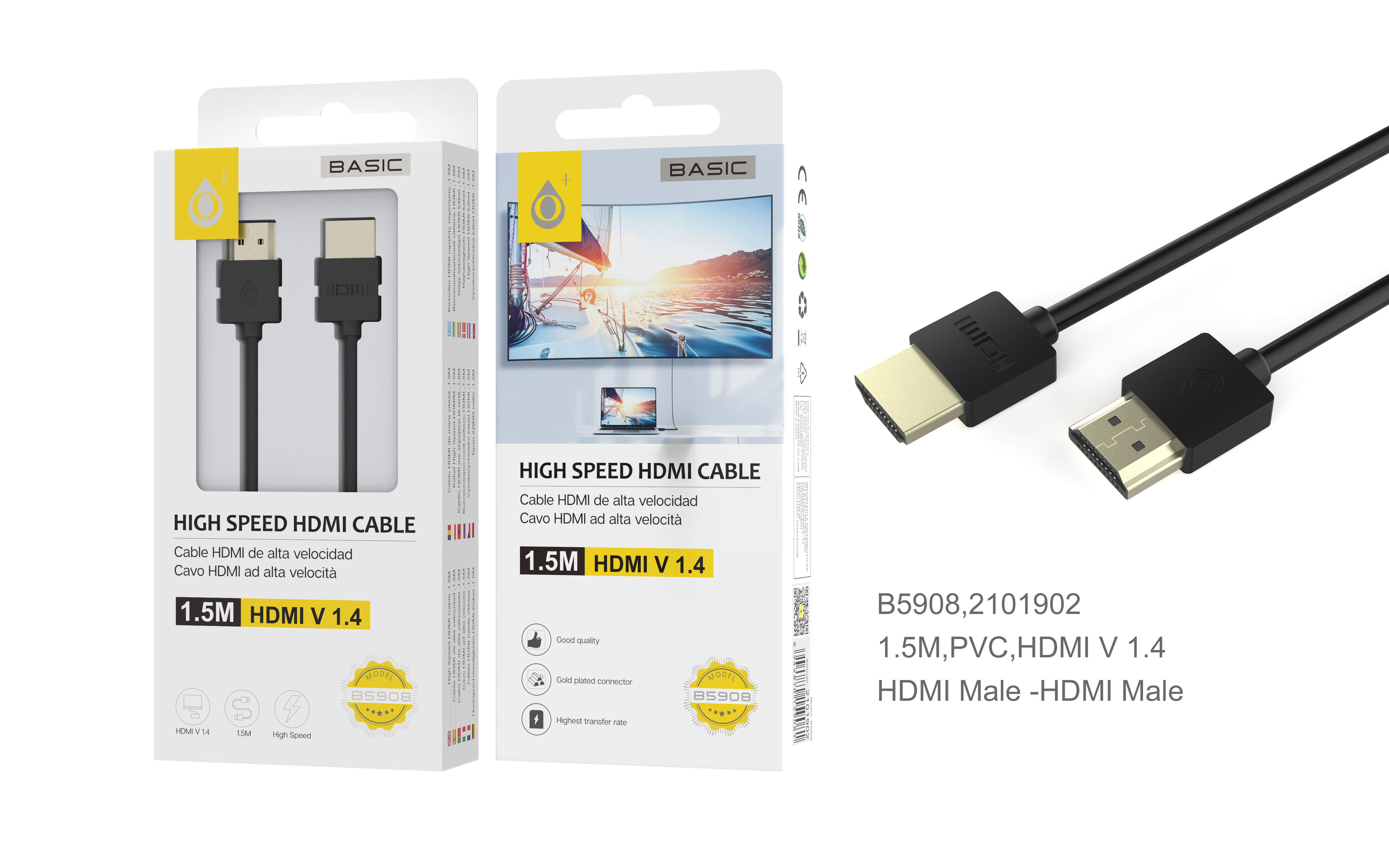 image principale pour Câble HDMI 1.5m- B5908