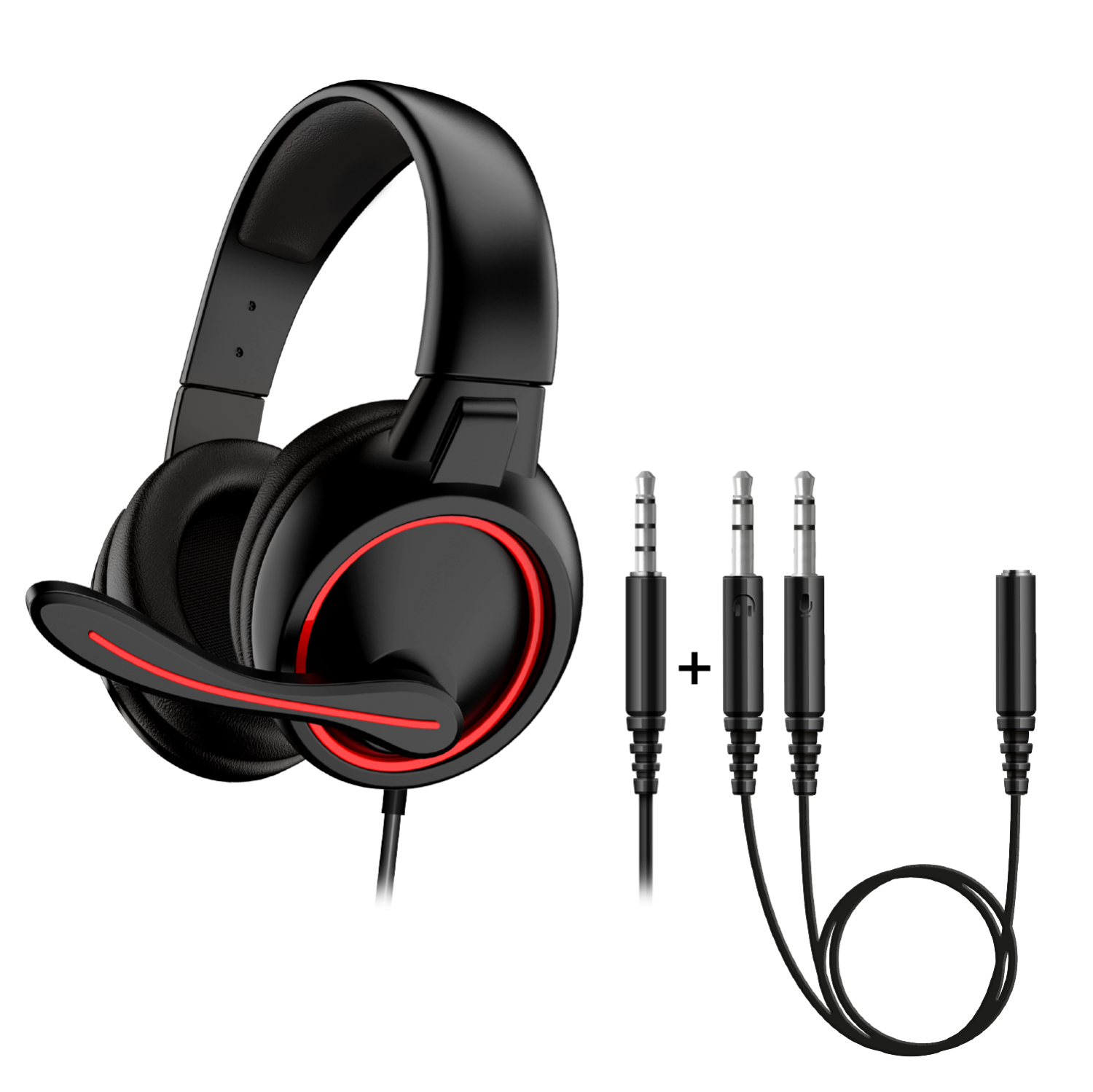 thumbnail secondaire #3 pour Casque avec micro GTA 210- Led rouge - PS4/PS5/XBOXONE/SeriesX/SWITCH PRO-XH5 