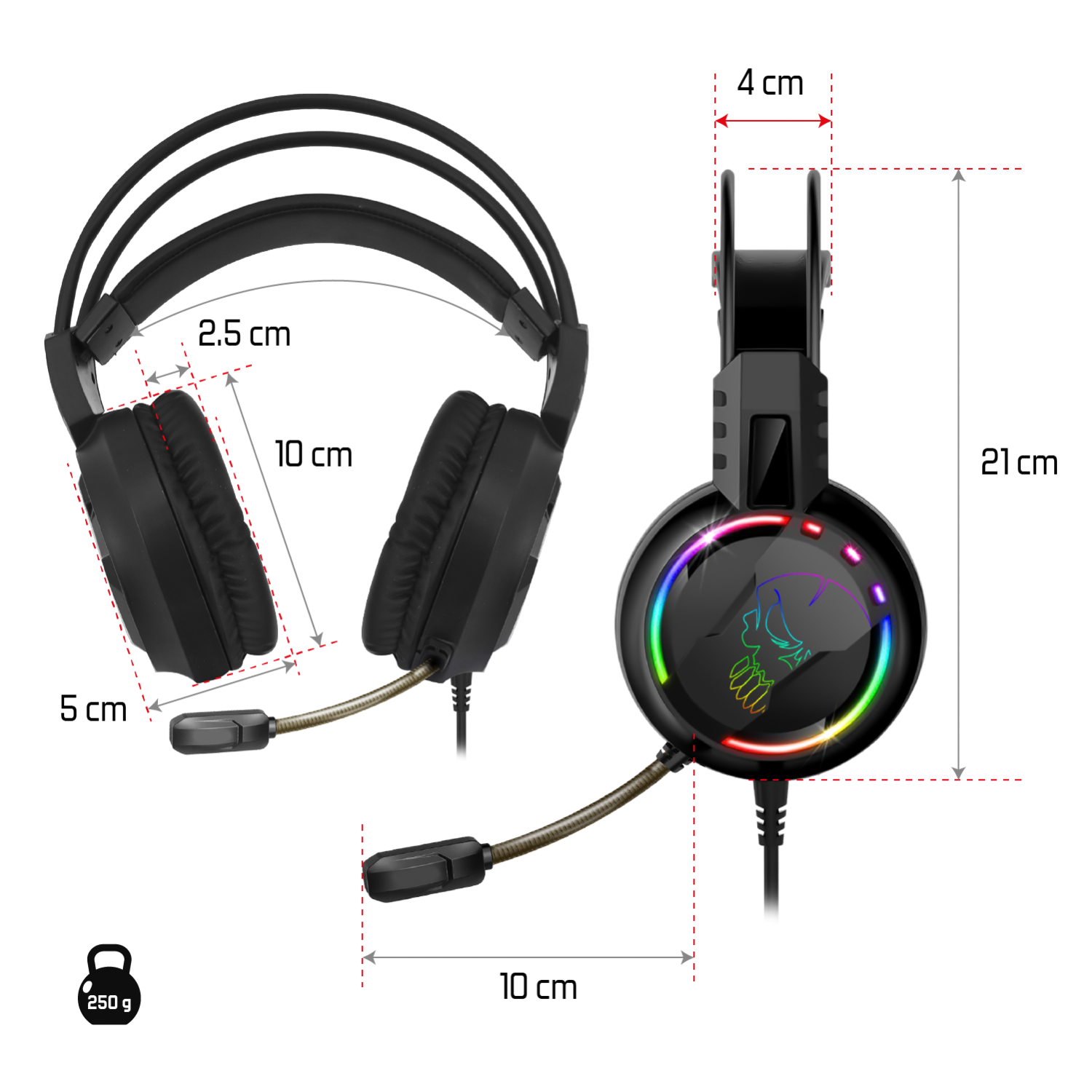 thumbnail secondaire #3 pour Casque PRO H7 RGB pour PS4 / PS5/XBOXONE/SeriesX/SWITCH/ PC - Noir led 7 couleurs 