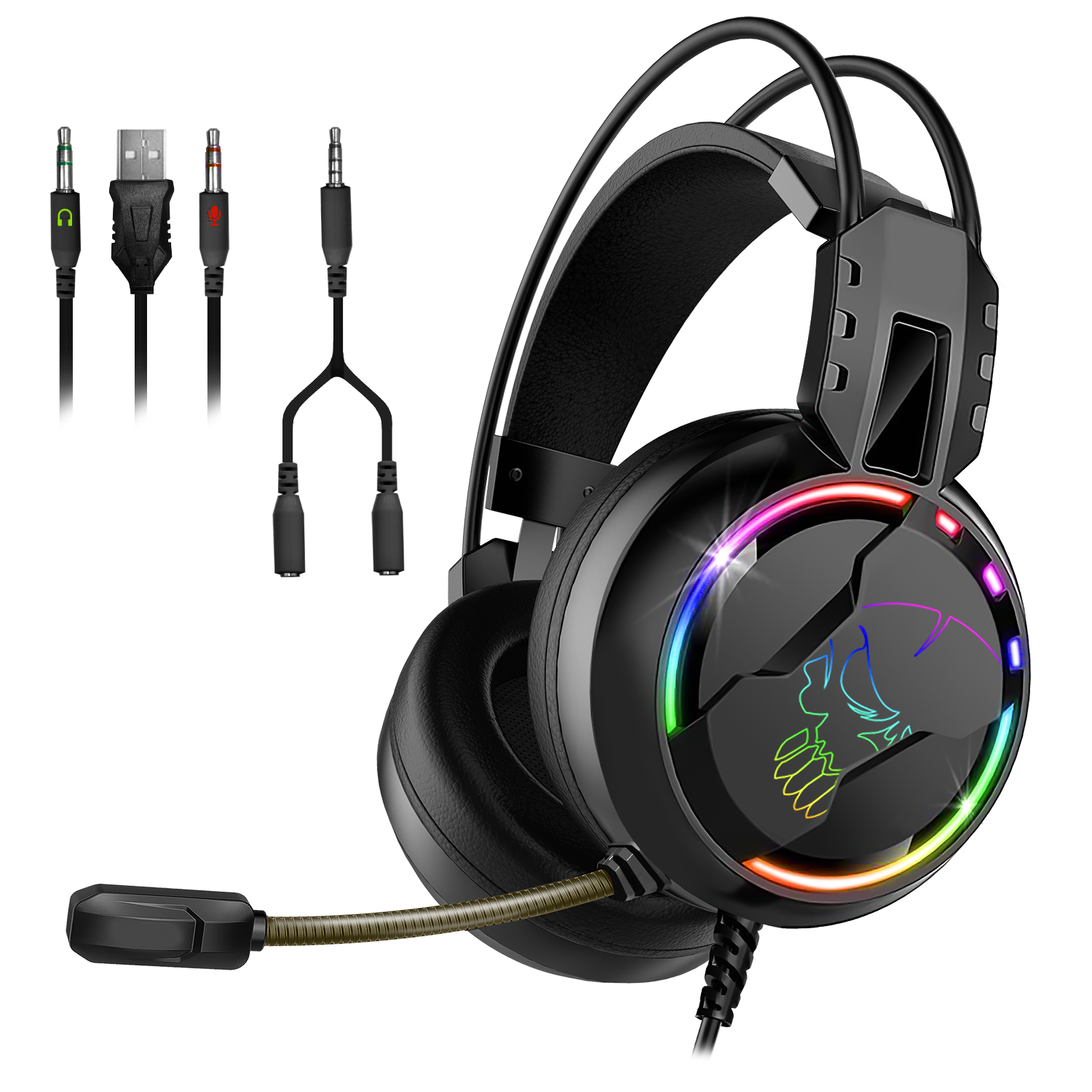 thumbnail secondaire #4 pour Casque PRO H7 RGB pour PS4 / PS5/XBOXONE/SeriesX/SWITCH/ PC - Noir led 7 couleurs 