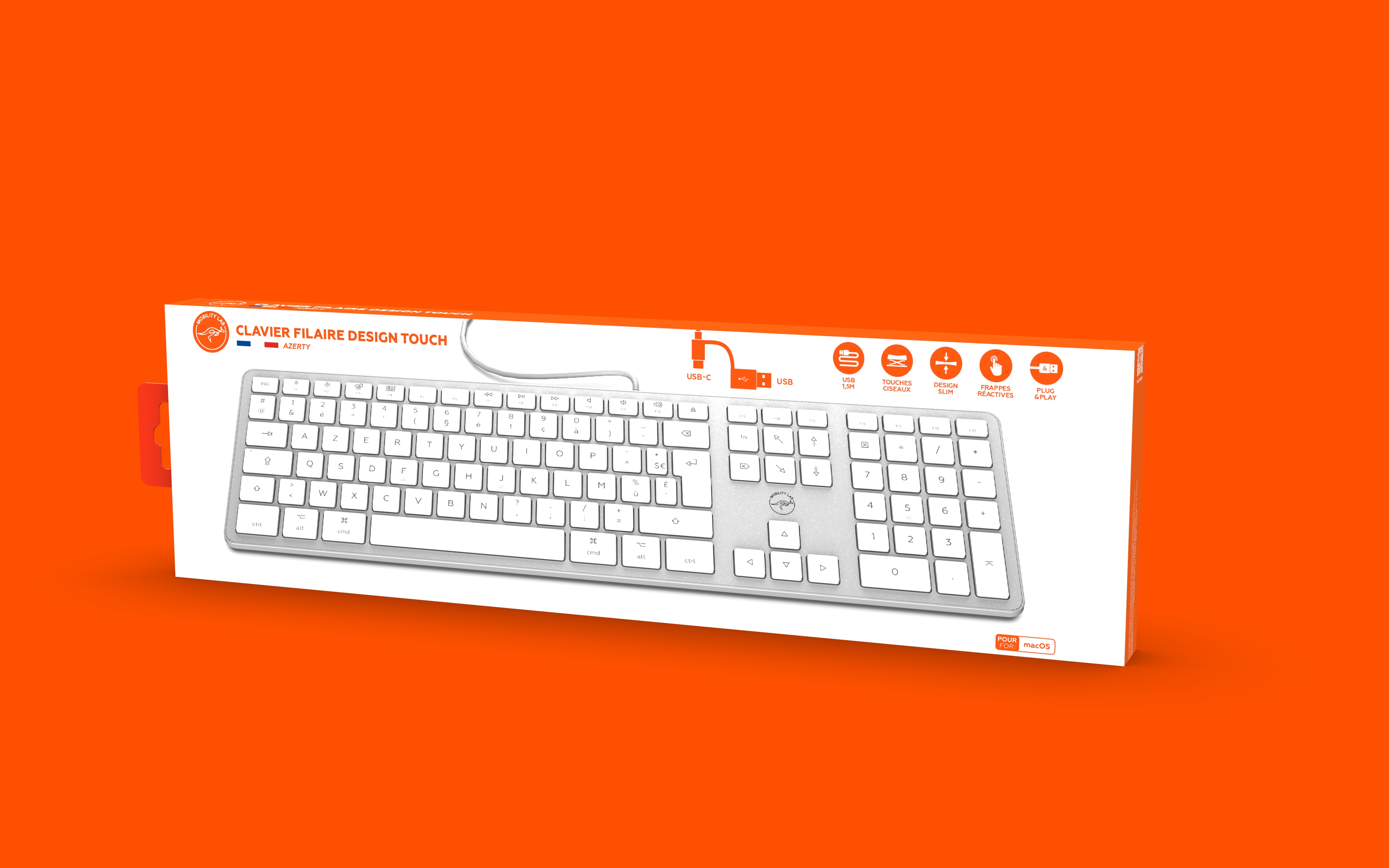 thumbnail secondaire #6 pour Clavier Filaire Pour Mac Mini Dual Dongle avec USB et USB- Type C