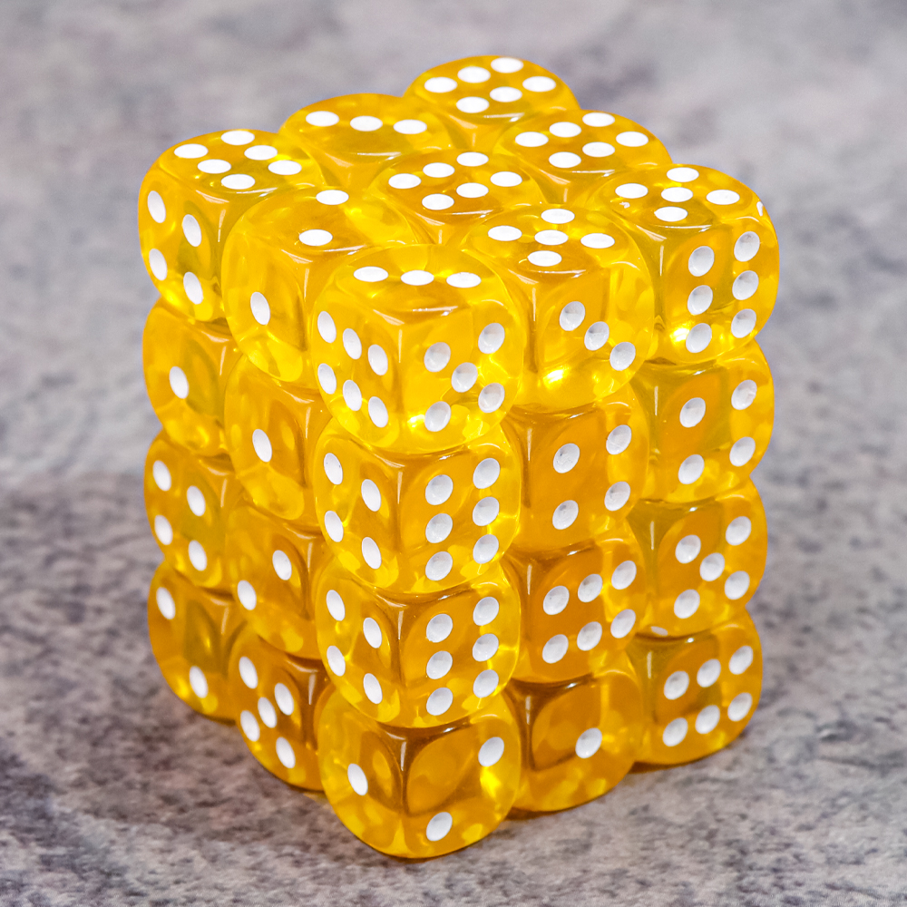 thumbnail secondaire #3 pour Dé 6 faces- Lot de 36 dés- 12mm- Jaune