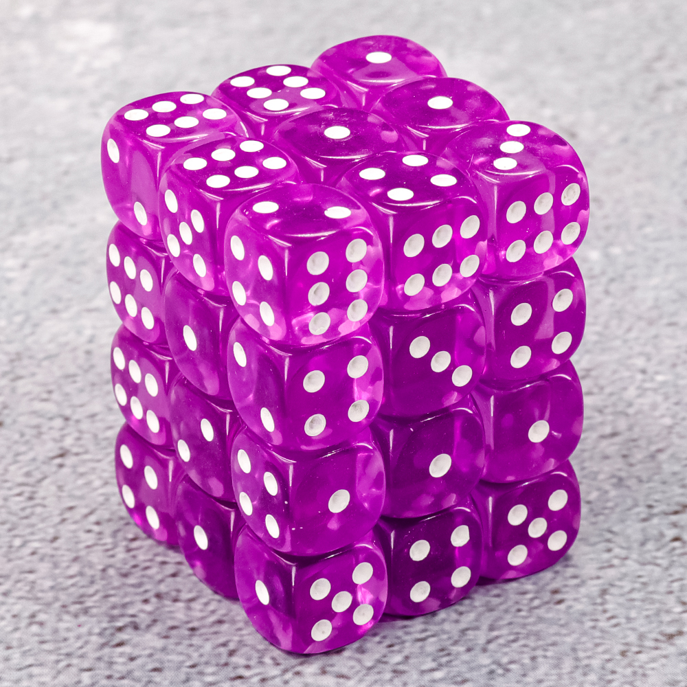 thumbnail secondaire #3 pour Dé 6 faces- Lot de 36 dés- 12mm- Violete