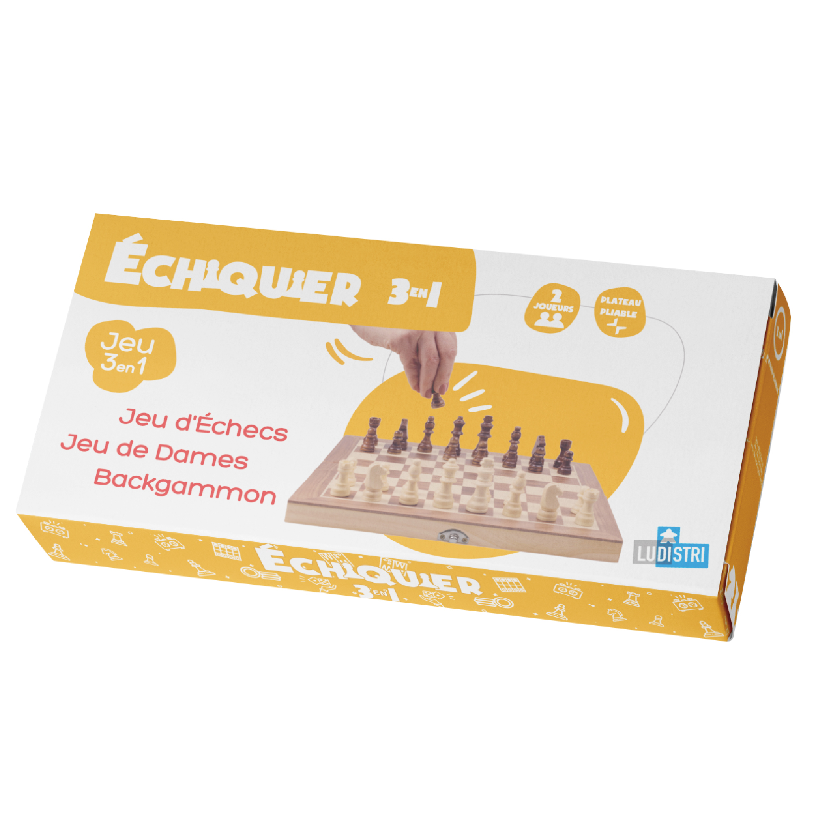 image principale pour Echiquier 3 en 1 (échec, dame, backgammon)