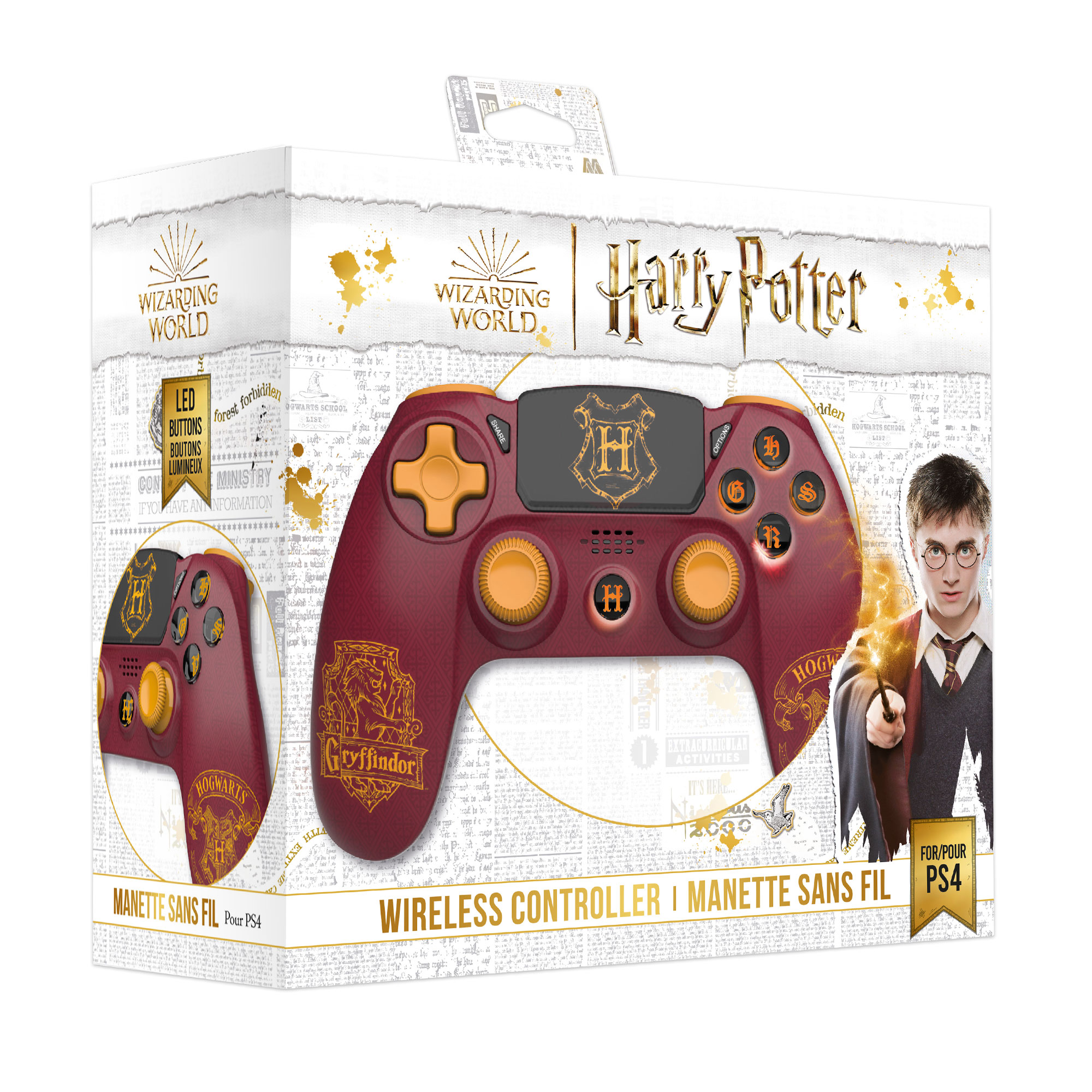  140119 : Harry Potter-Manette Sans Fil PS4-Prise Jack -Boutons Lumineux-Hogwarts Legacy