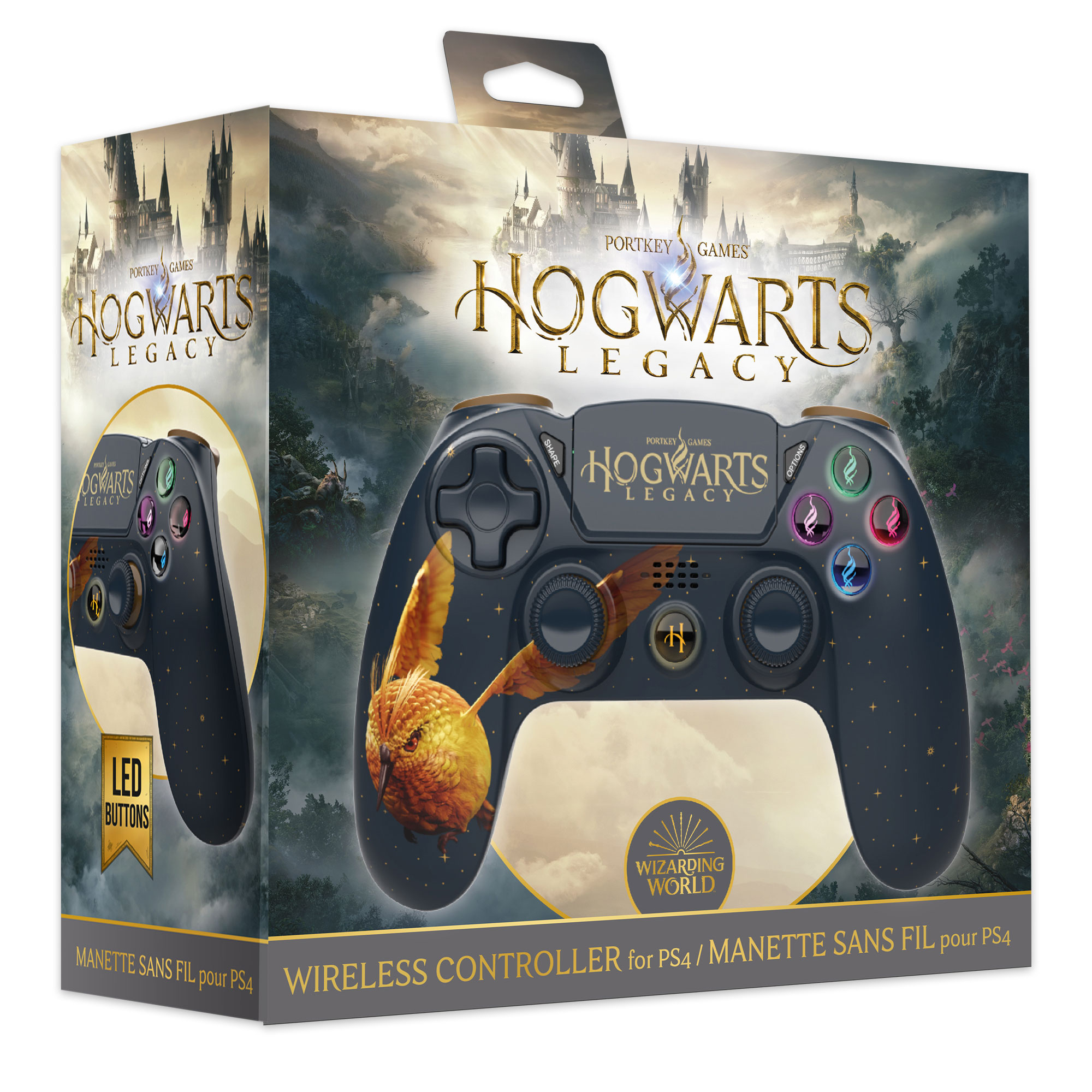  140122 : Harry Potter-Manette Sans Fil PS4-Prise Jack -Boutons Lumineux-Hogwarts Legacy
