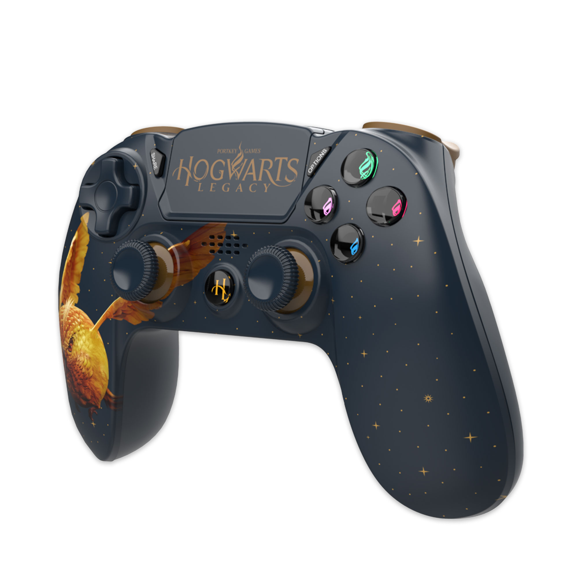thumbnail secondaire #6 pour Harry Potter-Manette Sans Fil PS4-Prise Jack -Boutons Lumineux-Hogwarts Legacy Vivet Doré