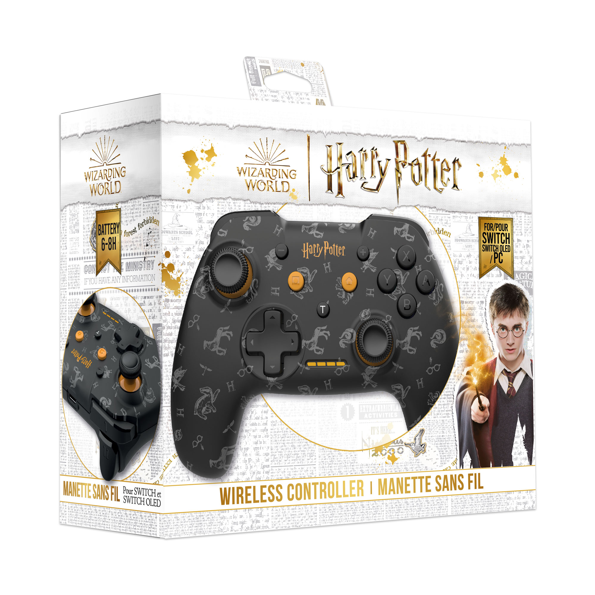 image principale pour Harry Potter - Manette Switch Sans Fil Câble 1M - Noir (emballage abîmé)