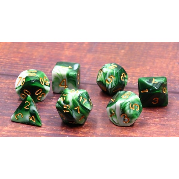 image principale pour HDB-55 Lot de 7 dés – Emerald White Jade