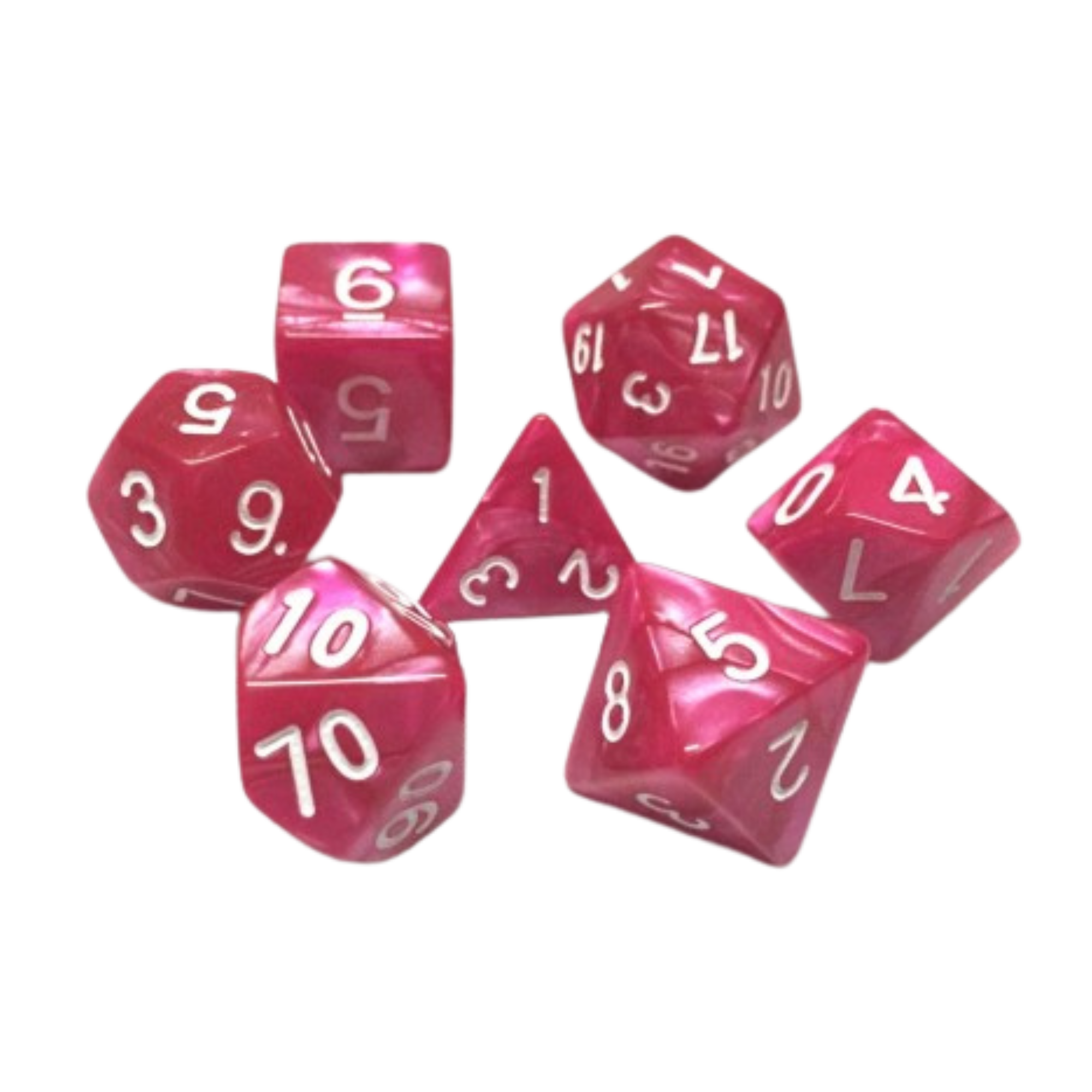 image principale pour HDP-13 lot de 7 Dés en boîte – Rose Rouge nacré