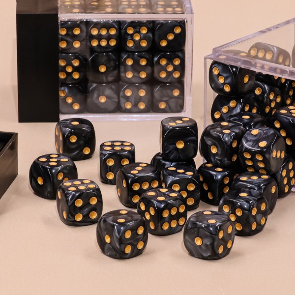  611338d : Lot de 36 dés  6 faces - 12mm- Noir