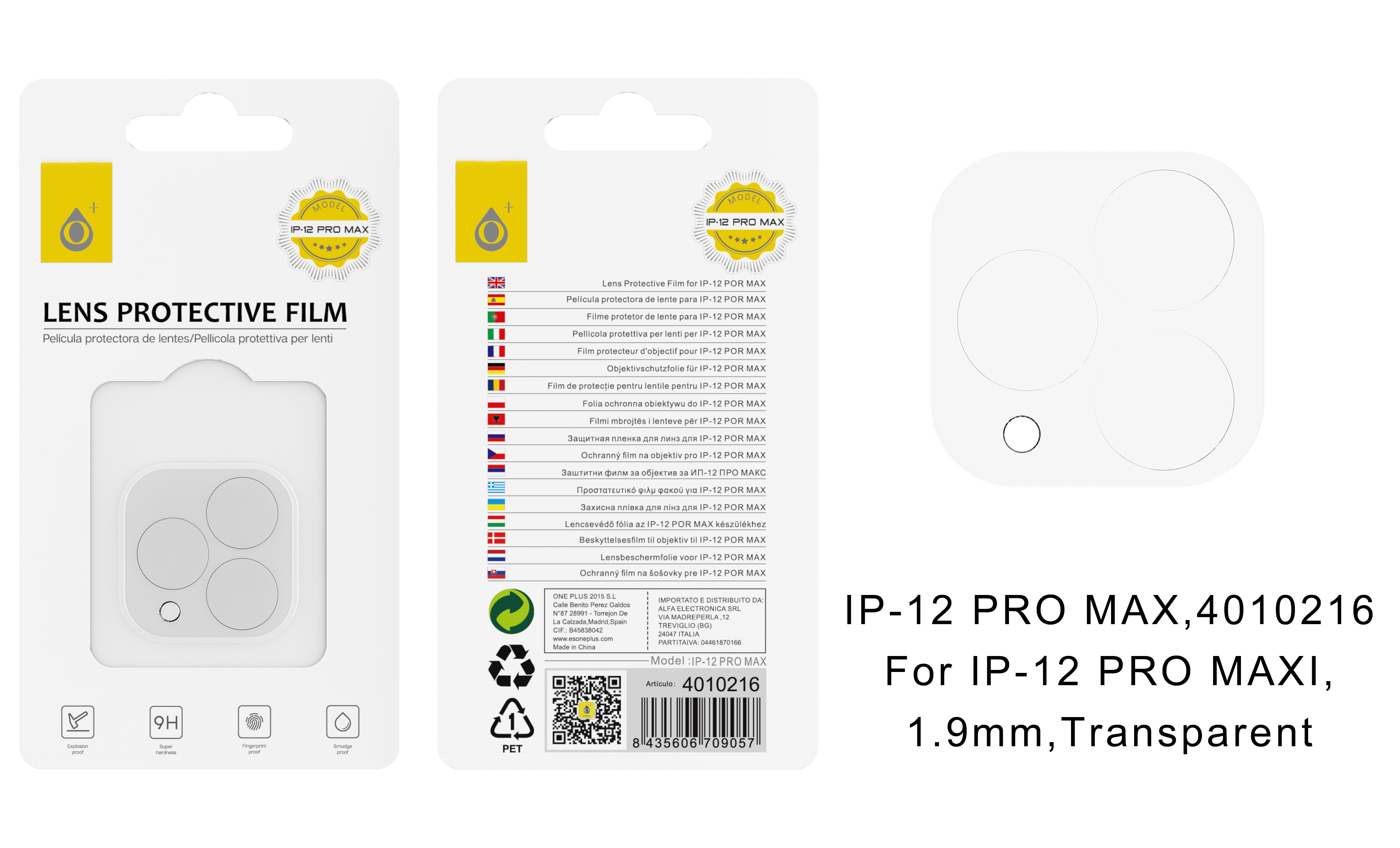 image principale pour Iphone- Verre trempé pour Camera 12 Pro Max/6,7 Pouces - 1,9 mm