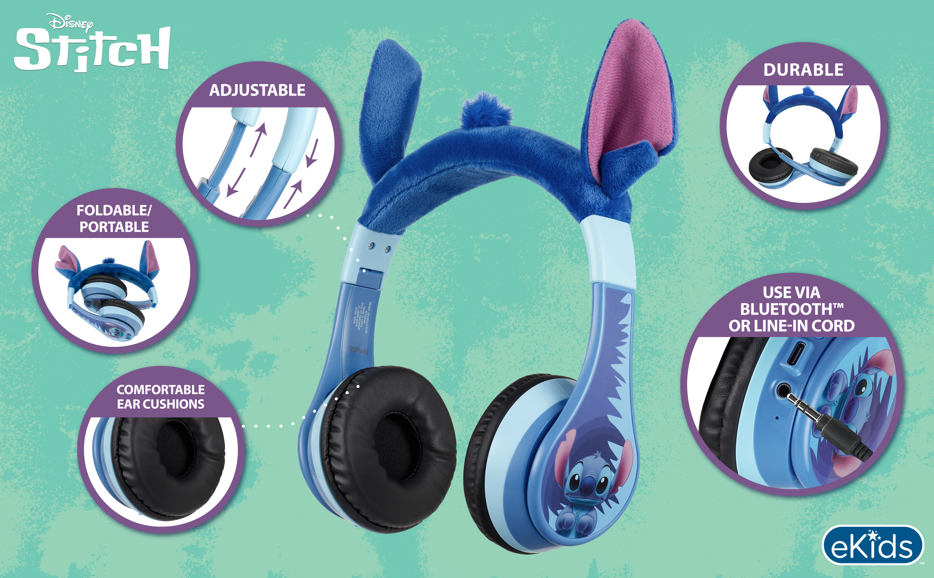 thumbnail secondaire #6 pour Lilo&Stitch - Casque Bluetooth Special Enfant - Oreilles de Stitch