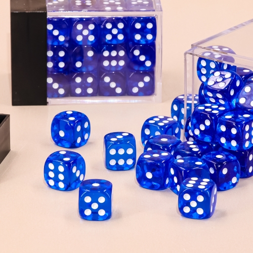 thumbnail secondaire #3 pour Lot de 36 dés  6 faces - 12mm- Bleu Transparent