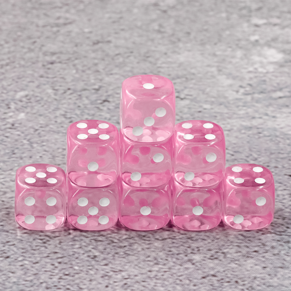 thumbnail secondaire #5 pour Lot de 36 dés  6 faces - 12mm- Rose Transparent