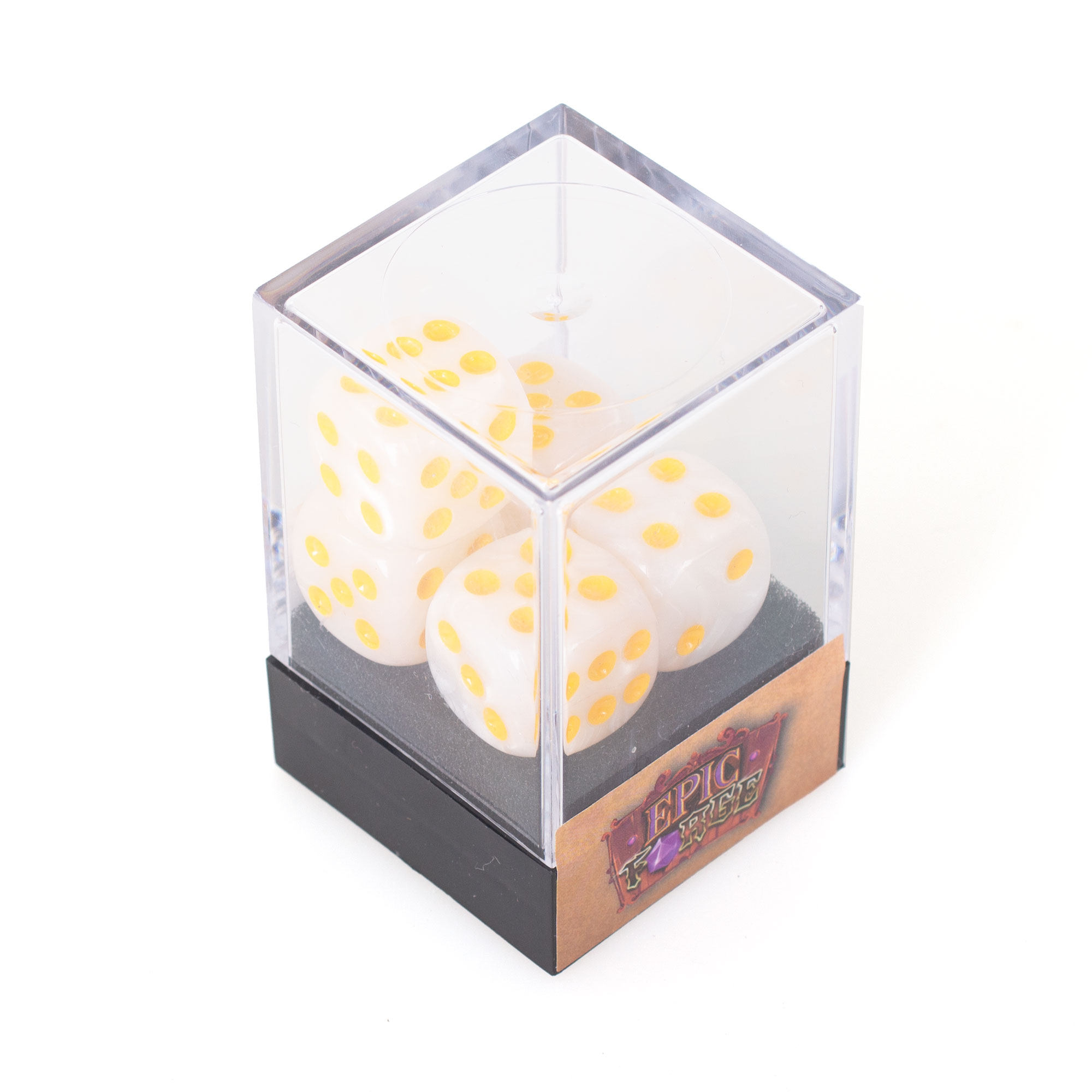 thumbnail secondaire #3 pour Lot de 5 dés 6 faces – White Pearl