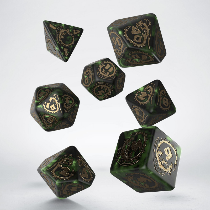 image principale pour Lot de 7 dés Dragons - Nephrite