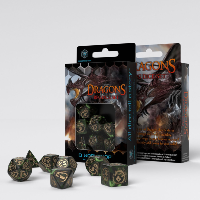 thumbnail secondaire #3 pour Lot de 7 dés Dragons - Nephrite