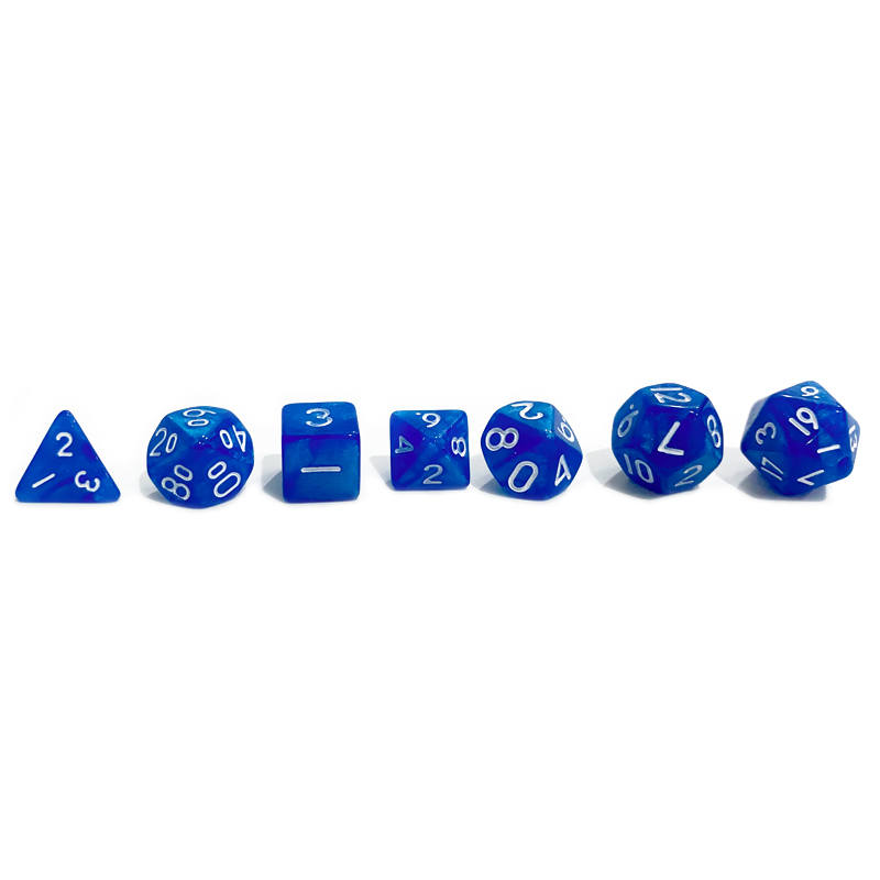 thumbnail secondaire #3 pour Lot de 7 dés - Miniature - Bleu Nacré