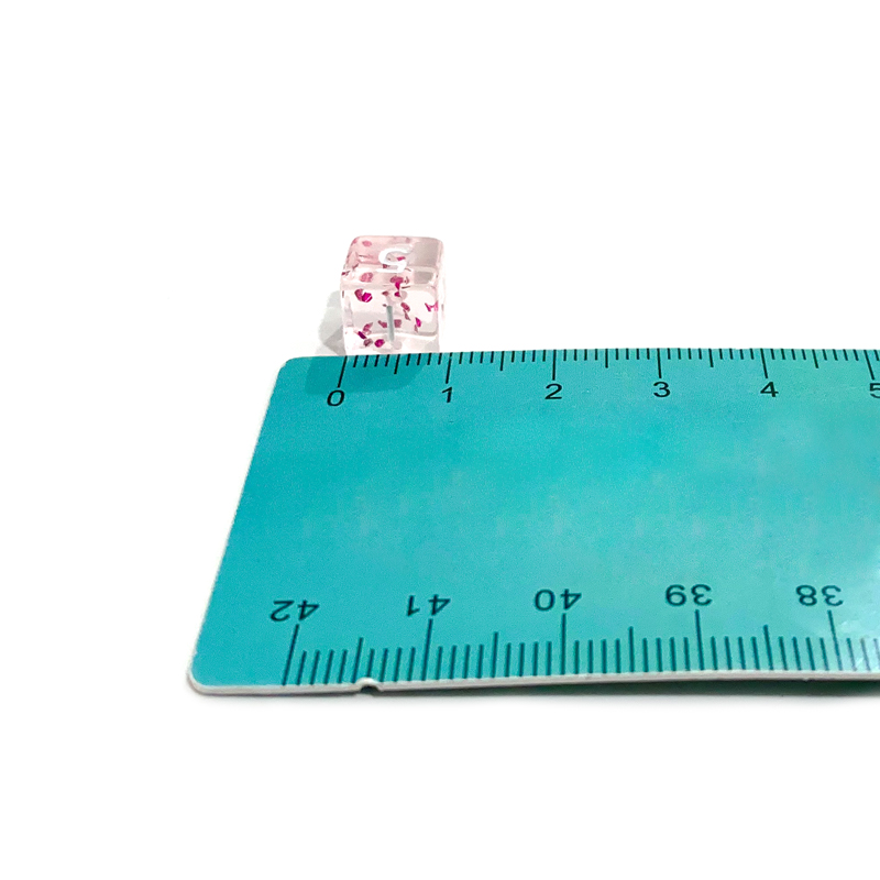 thumbnail secondaire #4 pour Lot de 7 dés - Miniature - Rose Pailleté