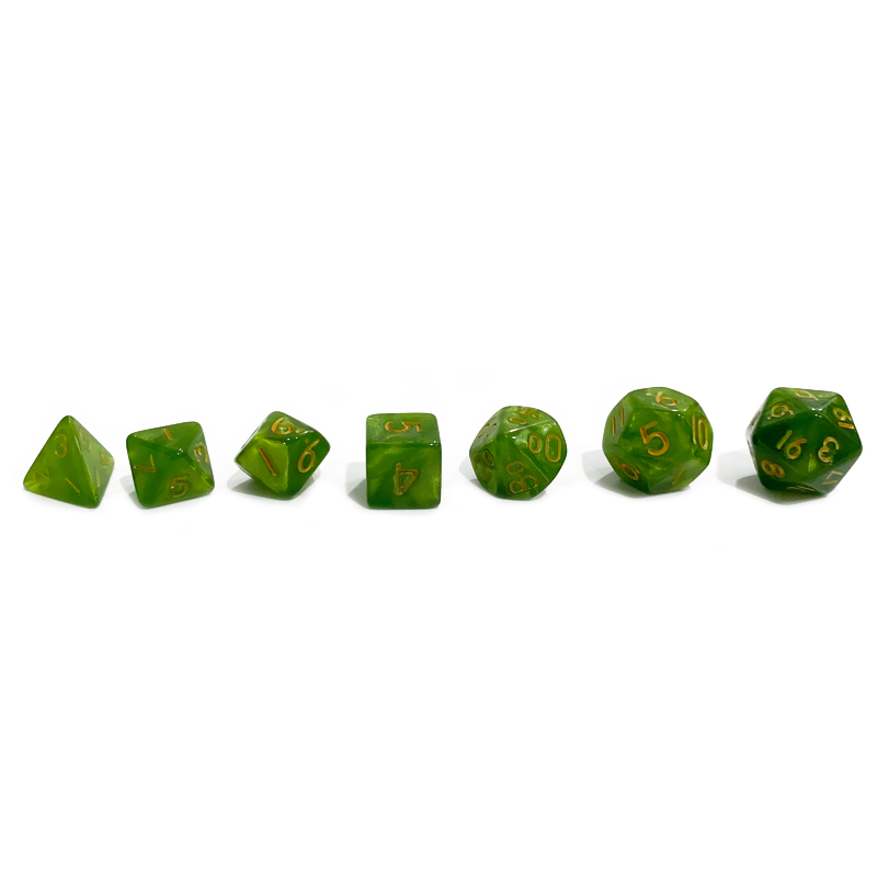thumbnail secondaire #3 pour Lot de 7 dés - Miniature - Vert Nacré