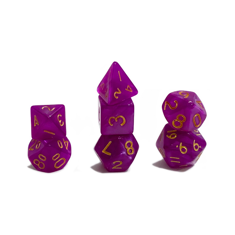 thumbnail secondaire #5 pour Lot de 7 dés - Miniature - Violet Nacré