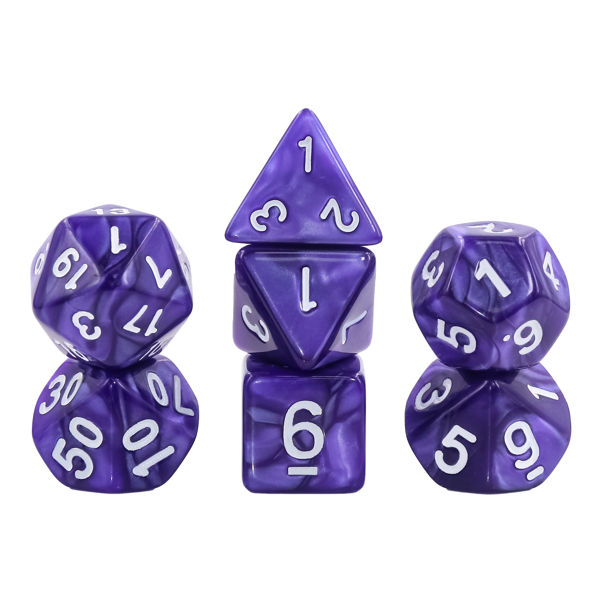thumbnail secondaire #4 pour Lot de 7 Dés multiformat en boîte – Violet nacré
