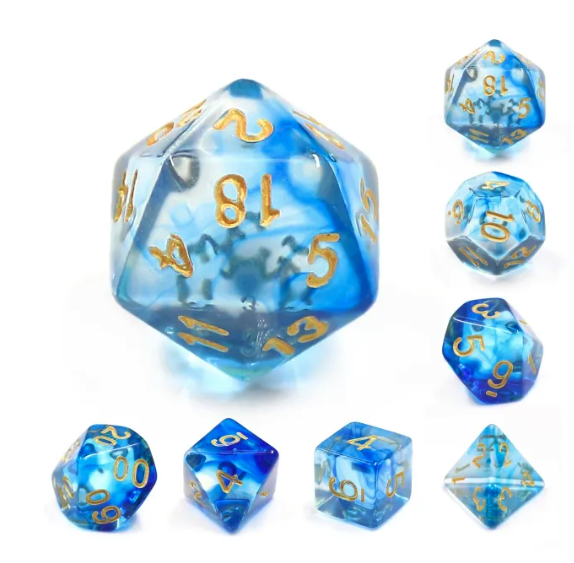 thumbnail secondaire #3 pour Lot de 7 Dés multiformat – Violet nacré Boite Cristal