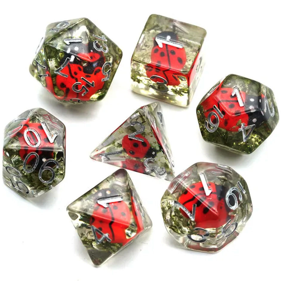image principale pour Lot de 7 dés résine gamme Insert - en boite - Coccinelle